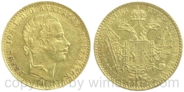 franz josef i., dukat 1861 b, km 2264, gold, ss franz josef i., dukat 1861 b, km 2264, gold, ss