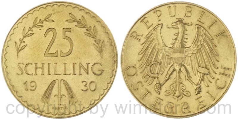 1. republik, 25 schilling 1926, km 2841, gold, vz st (kopie) 1. republik, 25 schilling 1926, km 2841, gold, vz st (kopie)