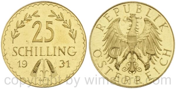 1. republik, 25 schilling 1930, km 2841, gold, vz st (kopie) 1. republik, 25 schilling 1930, km 2841, gold, vz st (kopie)