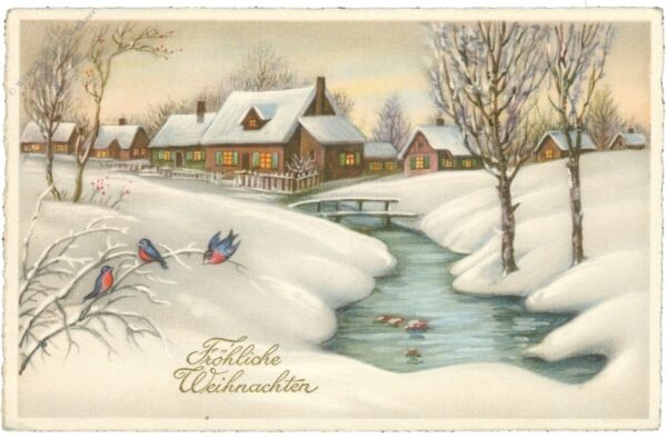 weihnachten, winterliche dorfansicht