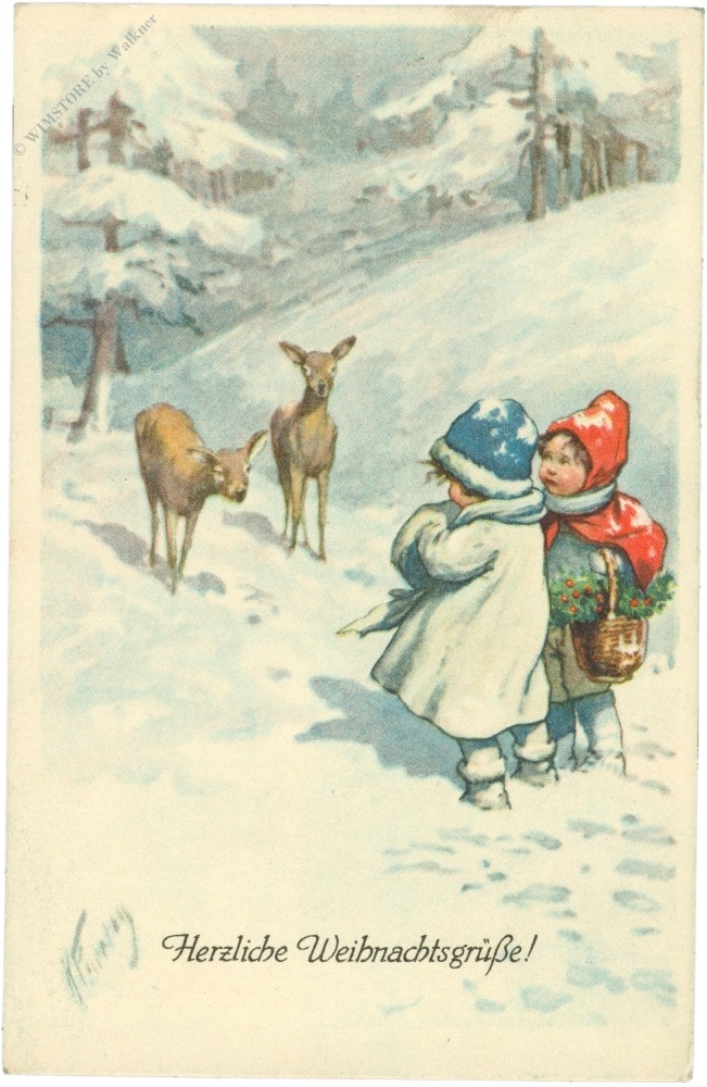 weihnachten, kinder mit rehen weihnachten, kinder mit rehen