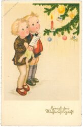 weihnachten, kinder vor dem baum