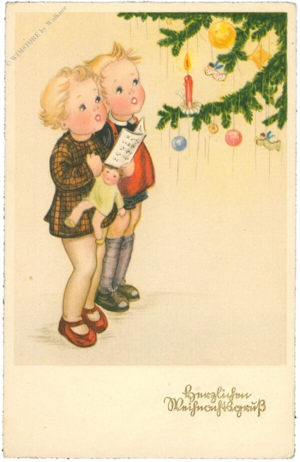 weihnachten, kinder vor dem baum