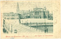 schwerin, alter garten mit schlossbrücke