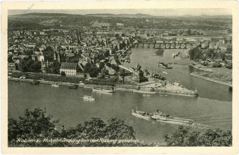 koblenz, moselmündung von der festung aus gesehen koblenz, moselmündung von der festung aus gesehen