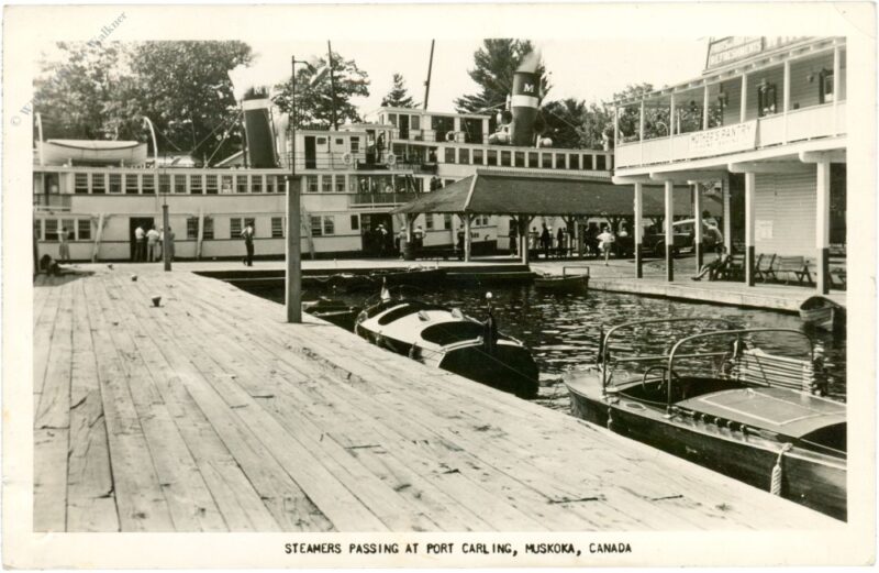 muskoka, steamers passing at port muskoka, steamers passing at port