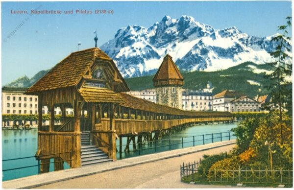 luzern, kapellbrücke und pilatus