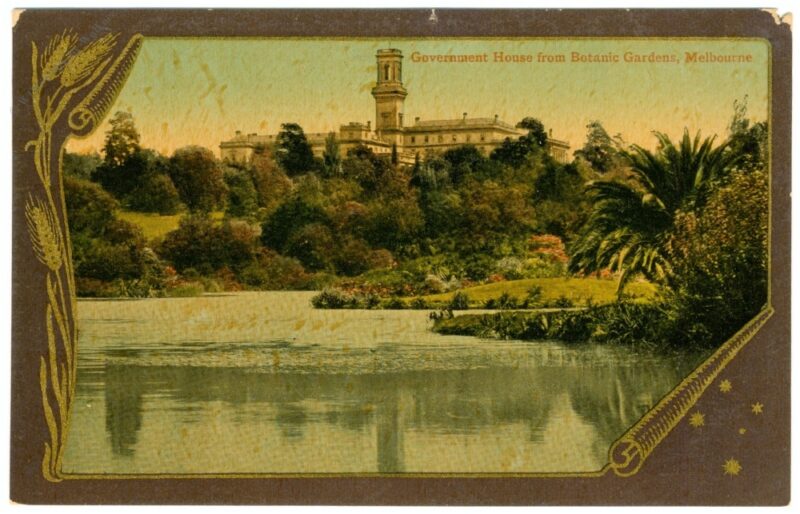melbourne, government house from botanical garden melbourne, government house from botanical garden