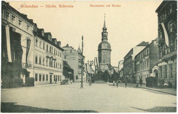 bad schandau, marktplatz mit kirche