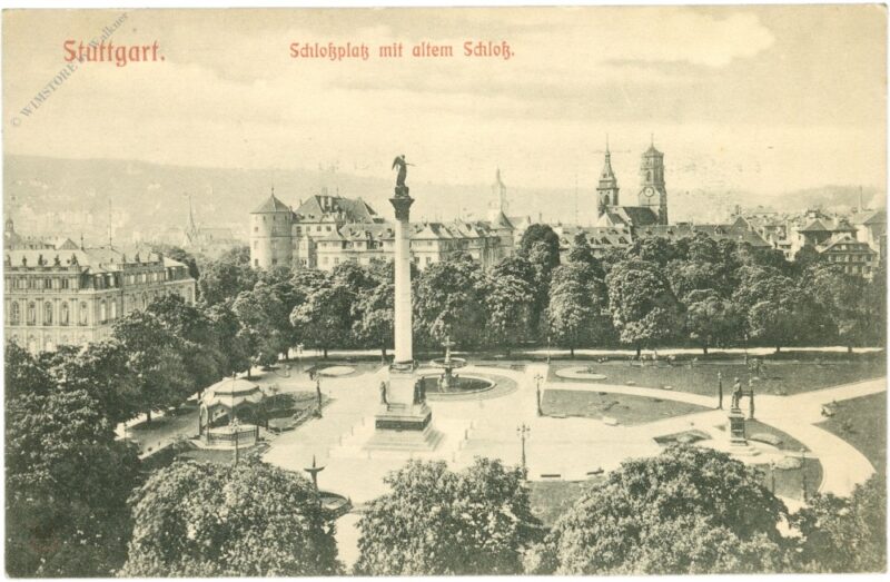 stuttgart, schlossplatz mit altem schloss stuttgart, schlossplatz mit altem schloss