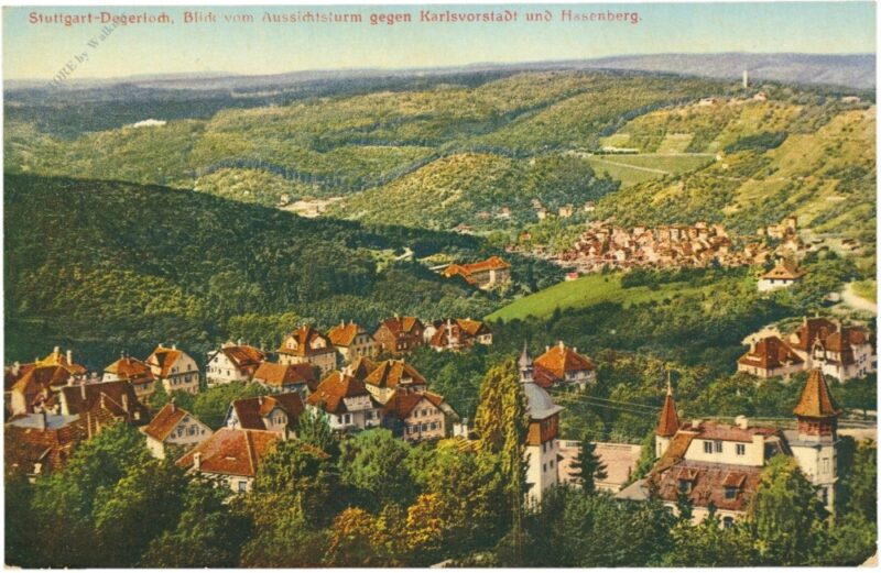 stuttgart, degerloch, blick vom aussichtsturm gegen karlsvorstadt und hasenberg stuttgart, degerloch, blick vom aussichtsturm gegen karlsvorstadt und hasenberg