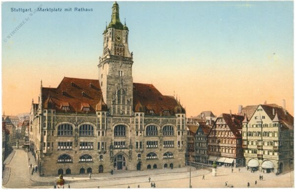 stuttgart, marktplatz mit rathaus