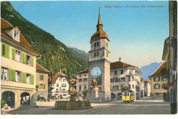 altdorf, dorfplatz mit telldenkmal