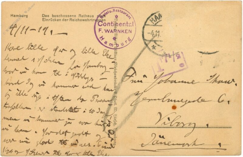 hamburg, das beschossene rathaus, einrücken der reichswehrtruppen