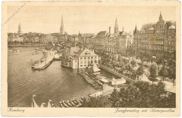 hamburg, jungfernstieg mit alsterpavillon