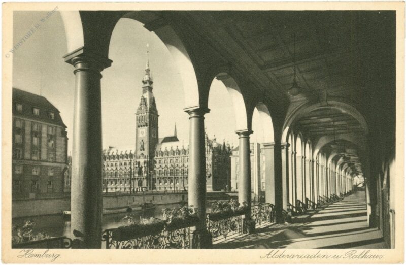 hamburg, alsterarcaden und rathaus hamburg, alsterarcaden und rathaus