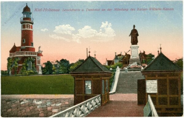 kiel, holtenau, leuchtturm und denkmal an der mündung des kaiser wilhelm kanals