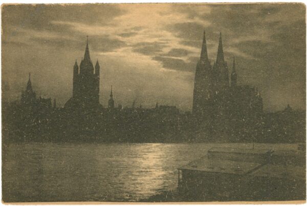 köln am rhein, abendstimmung
