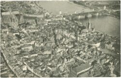 köln am rhein, ballonaufnahme