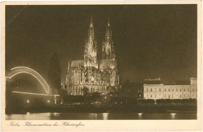 köln am rhein, illumination des rheinufers köln am rhein, illumination des rheinufers