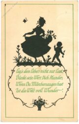 scherenschnitt, mädchen mit engel, vers
