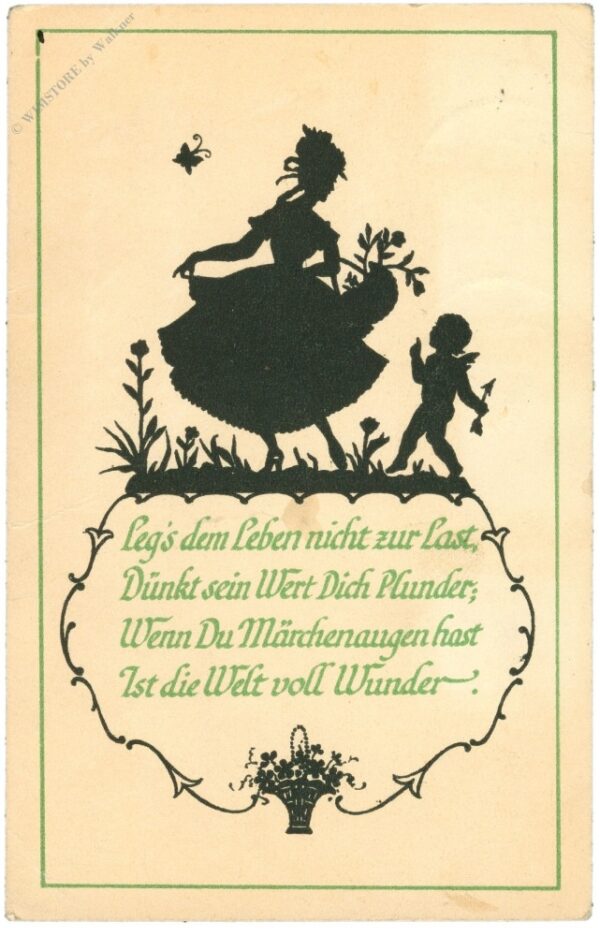 scherenschnitt, mädchen mit engel, vers