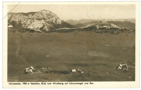schneealpe, blick vom windberg auf schauerkogel und rax