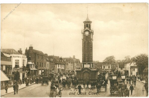 epsom, high street and clock tower