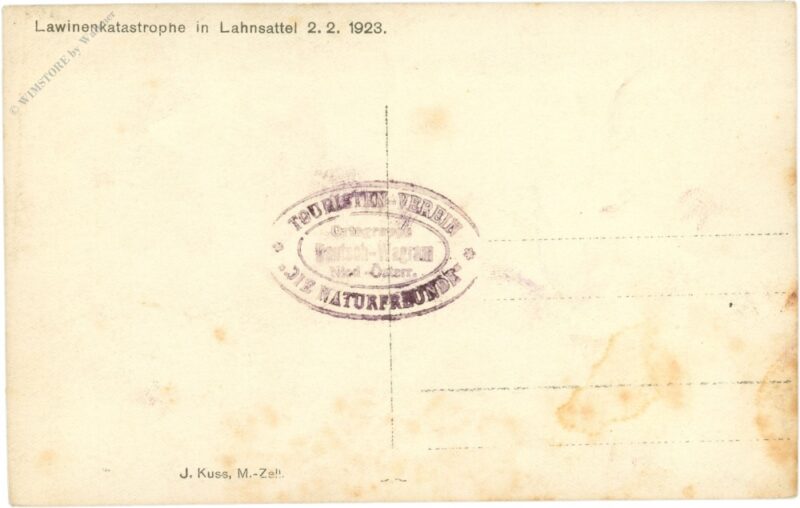 st. aegyd, lawinenkatastrophe in lahnsattel 2.2.1923
