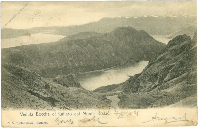monte krstac, blick auf die bucht von kotor vom berg krstac