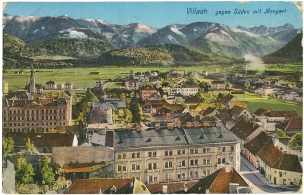villach, gegen süden mit mangart
