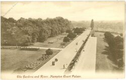 london, hampton court palace, the gardens and river