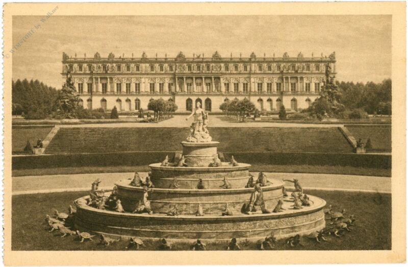 herrenchiemsee, schloss, mit laturnabrunnen herrenchiemsee, schloss, mit laturnabrunnen