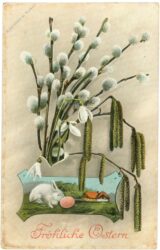 ostern, palmzweige und hase