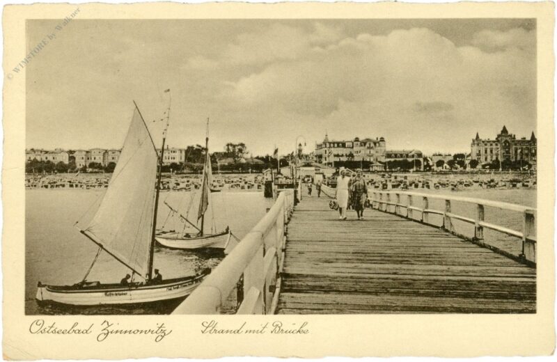 ostseebad zinnowitz, strand mit brücke ostseebad zinnowitz, strand mit brücke