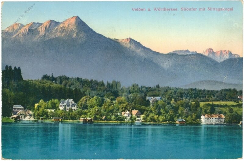 velden am wörthersee, südufer mit mittagskogel velden am wörthersee, südufer mit mittagskogel