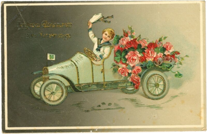 namenstag, automobil bringt blumen