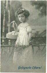 ostern, mädchen mit einem korb eier