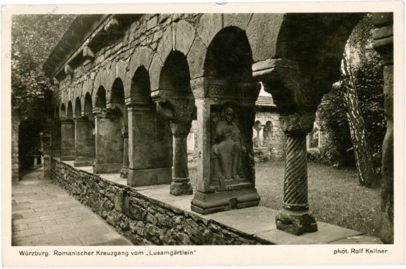 würzburg, romanischer kreuzgang vom lusamgärtlein würzburg, romanischer kreuzgang vom lusamgärtlein