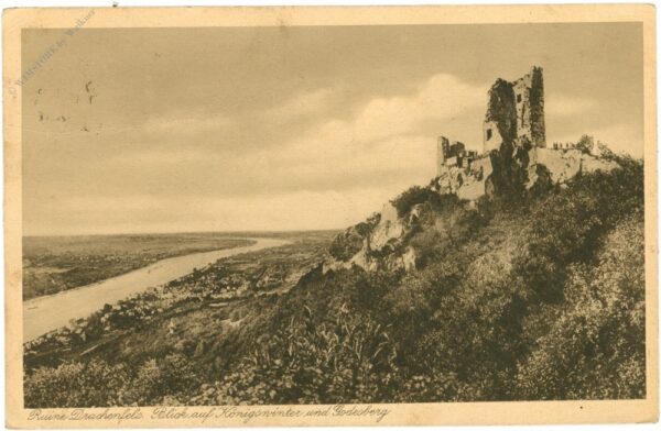 königswinter, ruine drachenfels, blick auf königswinter und godesberg