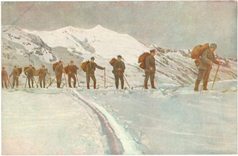 vom schweizer heere, proulantkolonne im hochgebirge vom schweizer heere, proulantkolonne im hochgebirge