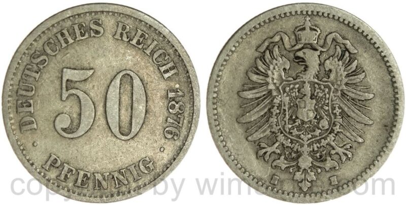 deutsches kaiserreich, 50 pfennig 1876 e, silber, s ss deutsches kaiserreich, 50 pfennig 1876 e, silber, s ss