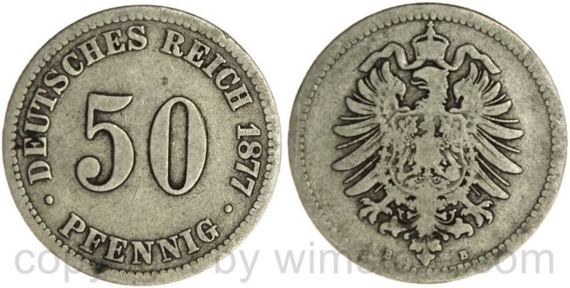 deutsches kaiserreich, 50 pfennig 1877 b, silber, s deutsches kaiserreich, 50 pfennig 1877 b, silber, s