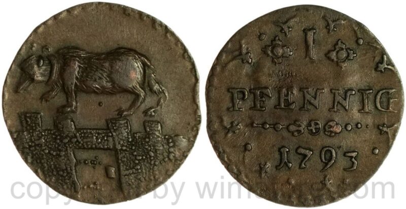 anhalt bernburg, 1 pfennig 1793, kupfer, ss