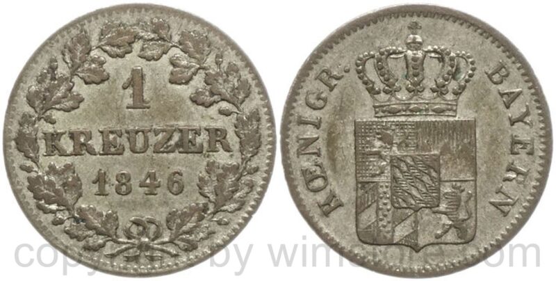 bayern, ludiwig i. 1825 1848, 1 kreuzer 1846, silber, ss vz bayern, ludiwig i. 1825 1848, 1 kreuzer 1846, silber, ss vz