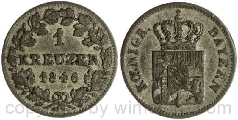 bayern, ludiwig i. 1825 1848, 1 kreuzer 1846, silber, ss vz bayern, ludiwig i. 1825 1848, 1 kreuzer 1846, silber, ss vz