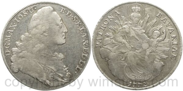 bayern, maximilian ii. joseph 1745 1777, madonnentaler 1772, silber, ss