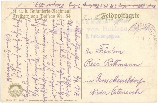 das infanterieregiment nr. 84 unter seinem obersten dr. von eccher in der schlacht bei sopanow, 8. 6. 1916