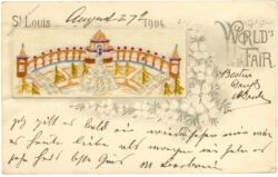 missouri, st. louis, world fair 1904, bestickte karte