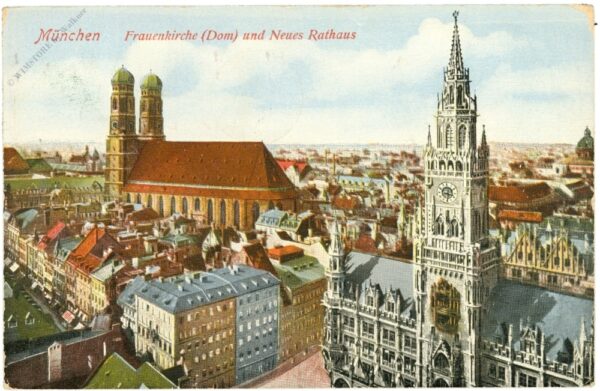 münchen, frauenkirche und neues rathaus